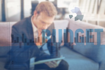 Poster - Composite image of business interface with graphs and data