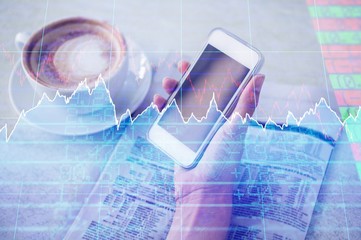 Poster - Composite image of stocks and shares