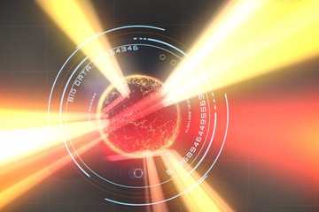 Poster - Composite image of digital image of globe with big data text 3d