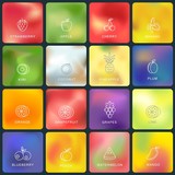 Fototapeta Abstrakcje - Smooth abstract colorful backgrounds set with fruit icon