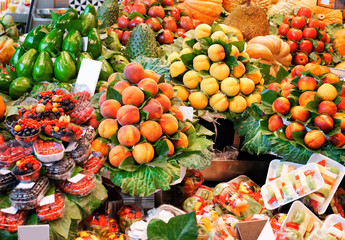 Wall Mural - Assortment of fruits at market