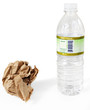 Wasteful paper lunch bag and plastic water bottle - disposable, not reusable