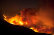 Wildfire burning on a hillside in rural Nevada