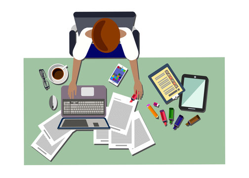 business computer vector desk icon office work