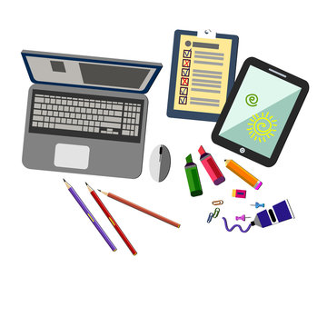 business computer vector desk icon office work