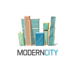 Poster - city buildings logo isolated on white background, town construction concept, modern city symbol, urb