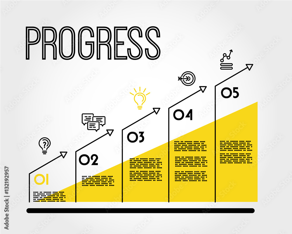 Progress Graph Types yellow progress infographic graph with title Stock Vector | Adobe Stock