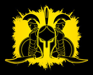 Spartan warrior pose designed on grunge frame background  graphic vector.