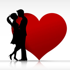 002 Man and woman couper kissing with love silhouette design ele