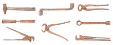 Rusty Tools Set On A White Background