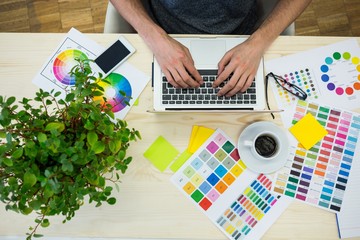 Poster - Graphic designer using laptop at his desk