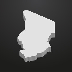 Poster - Chad map in gray on a black background 3d