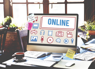 Poster - online connection social networking internet technology concept