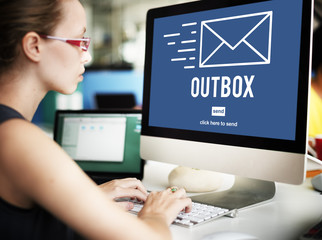 Poster - Outbox Inbox Email Connection Global Communications Concept