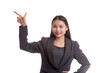 © halfbottle - Young Asian business woman smile and point.