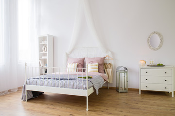 White bedroom with double bed