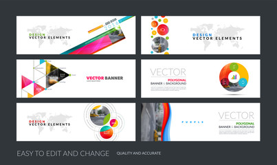 Wall Mural - Vector set of modern horizontal website banners with colourful s