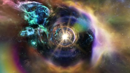 Canvas Print - Space 8002: Traveling through a wormhole and star fields in space (Loop).