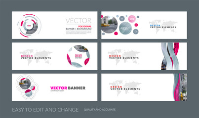 Wall Mural - Vector set of modern horizontal website banners with colourful s