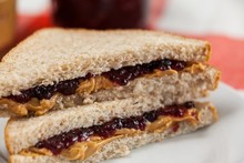 Bread Sandwich With Jam And Peanut Butter