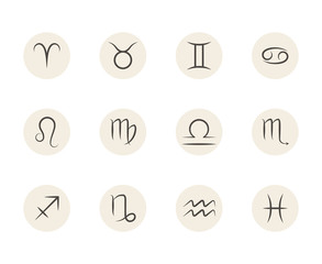 Wall Mural - set of vector zodiac signs in circles white background