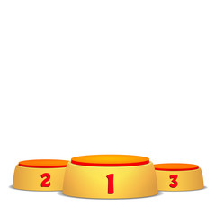 Sticker - Empty Vector Podium. Round Winners Pedestal Concept With First, Second And Third Place For Award Ceremony. Isolated On White Background. Yellow 3D Stage. Realistic Platform.