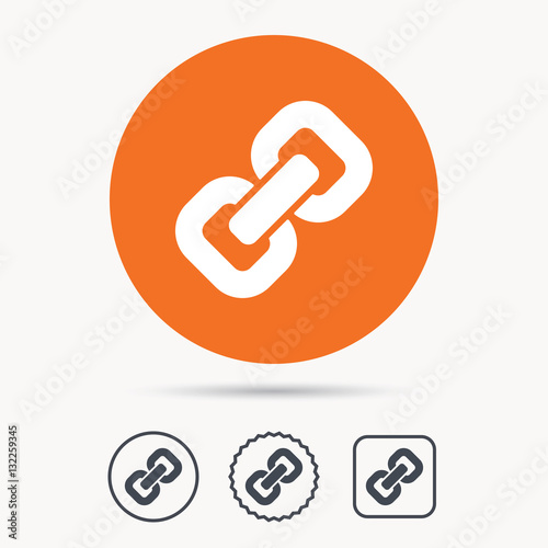 Chain Icon Internet Web Hyperlink Symbol Orange Circle Button