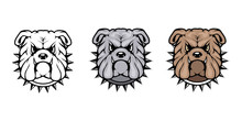 Bulldog, Isolated On White Background, Colour And Black White Illustration, Suitable As Logo Or Team Mascot