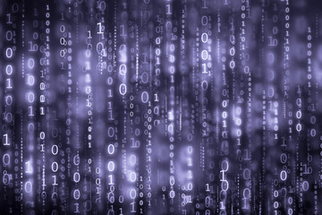 blue digital binary code matrix background