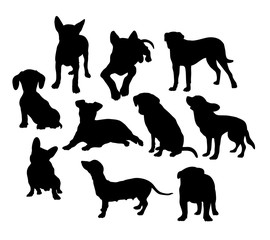 Canvas Print - Dog Silhouettes, art vector design