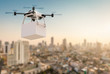 delivery drone flying in city