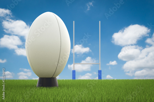 Plakat piłka rugby z postami rugby