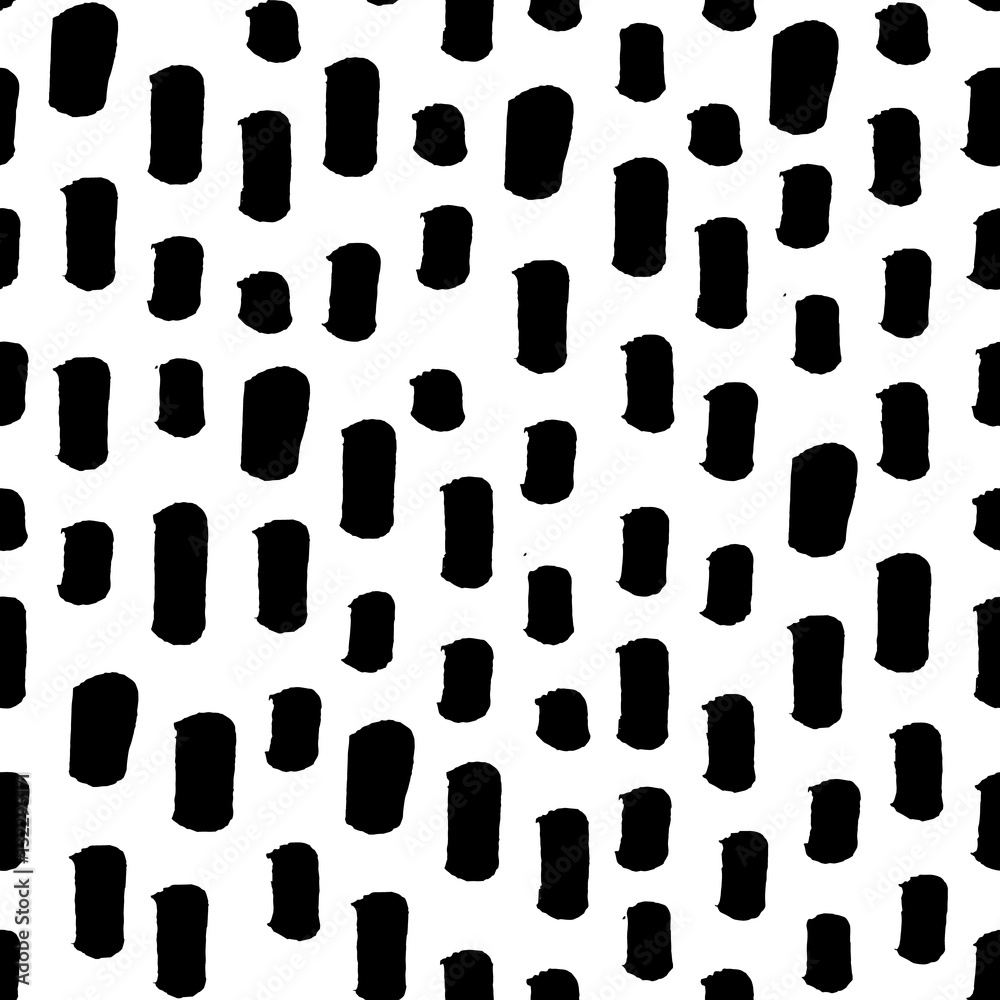 Seamless black and white vector free hand doodle texture, dry brush ink ...