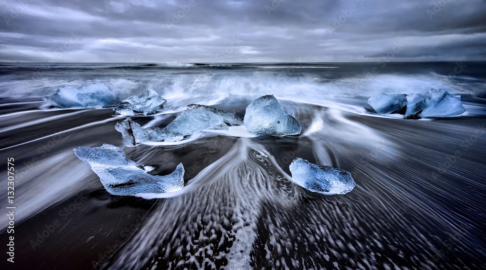 Blue Diamonds - ICELAND - obrazy, fototapety, plakaty 