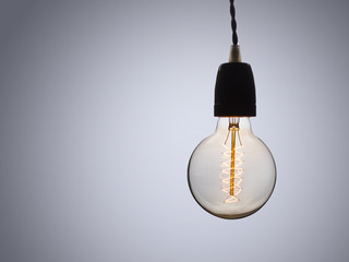 Wall Mural - vintage incandescent light bulb for creativity concept with copy space