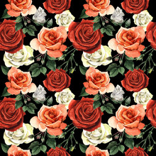Wildflower Rose Flower Pattern In A Watercolor Style Isolated.