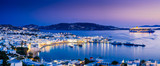 Fototapeta Uliczki - Panorama of Mykonos town in sunset, Mykonos island, Cyclades archipelago, Greece