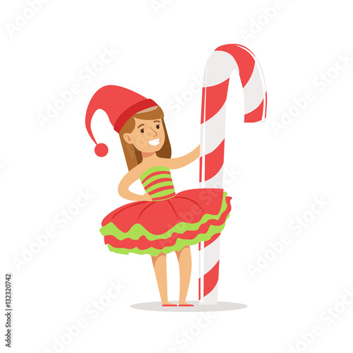 Girl With Giant Candy Cane Stick Dressed As Santa Claus Christmas Elf For The Costume Holiday Carnival Party Buy This Stock Vector And Explore Similar Vectors At Adobe Stock Adobe Stock Polar white bear cub holding candy cane stick. adobe stock
