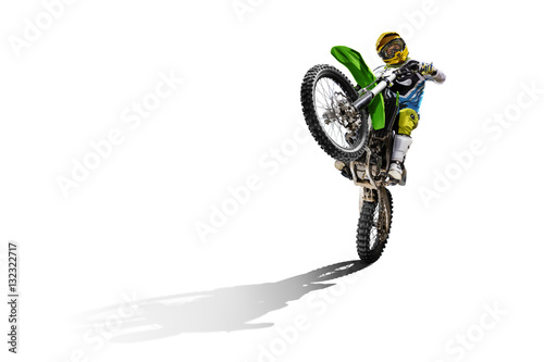 Fotografija  Dirt bike and rider isolated on white