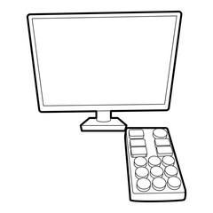 Poster - TV with remote icon, outline style