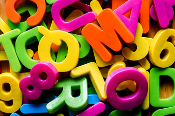 Colorful letters of the alphabet. Close-up background