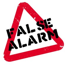 False Alarm Rubber Stamp. Grunge Design With Dust Scratches. Effects Can Be Easily Removed For A Clean, Crisp Look. Color Is Easily Changed.