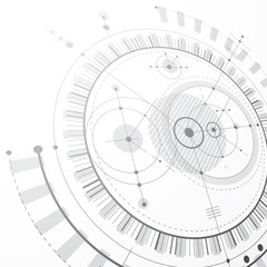 Wall Mural - Technical plan, black and white abstract engineering draft for u