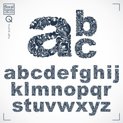 Poster - Floral font, hand-drawn vector lowercase alphabet letters decora