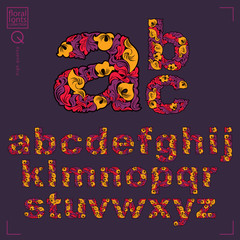 Poster - Ecology style flowery font, vector typeset made using natural or
