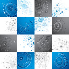 Fototapete - Set of 3d vector abstract backgrounds created in Bauhaus retro s