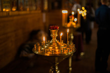 Interior Of Belarussian Orthodox Church In Easter In Gomel, Belarus. Easter Is The Most Popular Religious Holiday In Belarus.