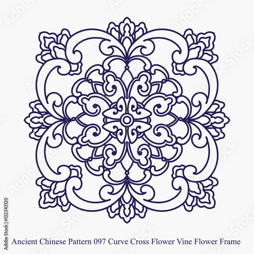 Ancient Chinese Pattern Of Curve Cross Flower Vine Frame