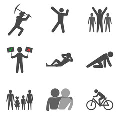 Wall Mural - Set of people stick man icons trendy flat style isolated on whit