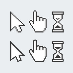 Fototapete - Pixelated and smooth vector cursors.